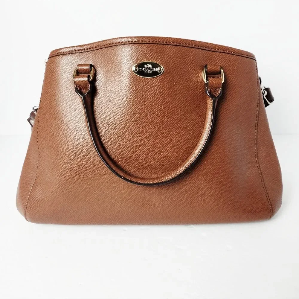 Coach Margot Carryall Satchel Saddle Brown Crossgrain Leather 13x9x5